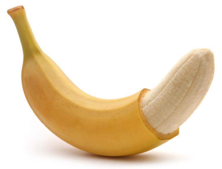 Banana com a metade sem casca